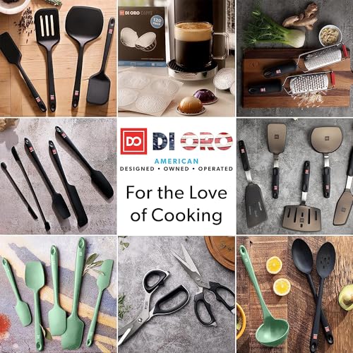 DI ORO Silicone Turner Spatula Set - 600F Heat Resistant, 3-Pc | Flexible flippers for eggs, pancakes, and crepes; Won't scratch nonstick pots and pans; BPA-free and dishwasher safe - size: Elite Set