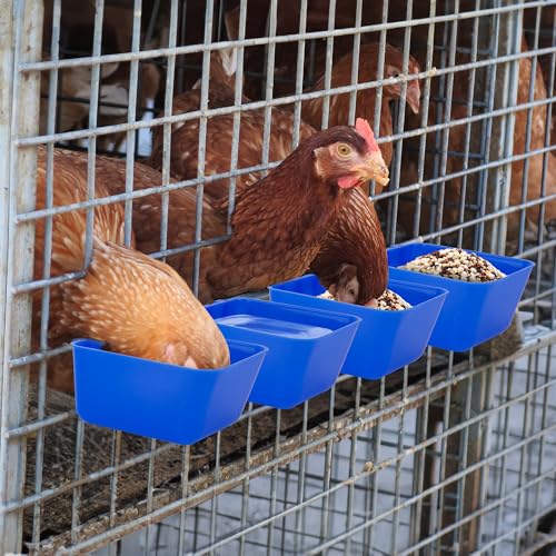 40 Pcs Cage Cups Chicken Feeder Cups 16 oz Hanging Bird Food Water Cups Bunny Cage Feeding Bowl Dish for Pet Parrot Rooster Parakeet Gamefowl Poultry Pigeon Wire Cage(Blue) - color: 16oz-Blue