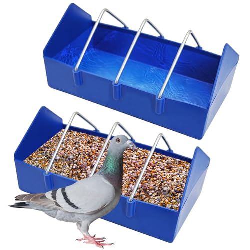 Hamiledyi 2 Pack Pigeon Feeder, Bird Dispenser Slot Container, Thick Durable Slot Container Feeding, Removable Steel Wire Partition for Pigeons Quails Birds Chicks Ducklings(Length: 8") - size: M:8 x 4 x 3 inches