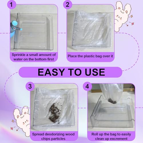 50 Pcs Disposable Cage Liners Clear Plastic Rabbit Cage Liner Bag Elastic Small Animal Toilet Film for Bunny Hamster Totoro Hedgehog Guinea Pig and Small Animals