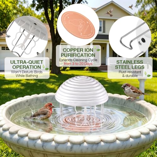 Bird Bath Water Agitator with 2 Round 99.99% Pure Copper Disk, Battery Powered Bird Bath Circulator, Quiet Waterproof Mover Keeps Water Fresh for All Season Use (Butterfly Paddle) - style: Butterfly Paddle