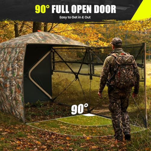 Portable Hunting Blind - 270°/288°/360°See Through with Floor Mat Dual Door - size: 270° See Through(2-3 Person)