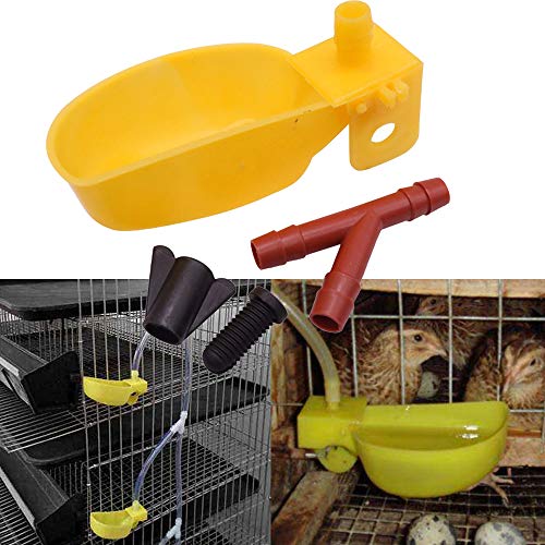 10set Quail Waterer Automatic Bird Water Cups for Cage Hang Drinker Poultry Bird Watering System (Yellow) - color: yellow