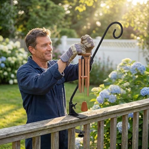 Heavy Duty Deck Hook,360 ° Rotating Design,Pole 15”Long Metal Deck Railing Hooks for Hanging Bird Feeders,Planters,Suet Baskets,Lanterns,Wind Chimes,Clamp Mounted,Only Deck Hook
