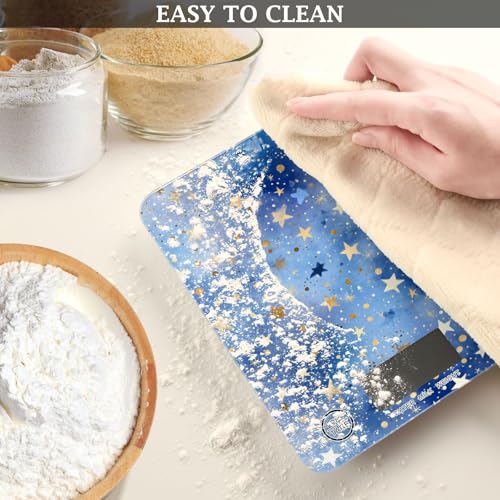 Food Scale Kitchen Scale Food Weight Scales Digital Weight Grams and Ounces Small Electronic Food Scale for Baking Cooking Blue Romantic Golden Stars - color: Blue Romantic Golden Stars