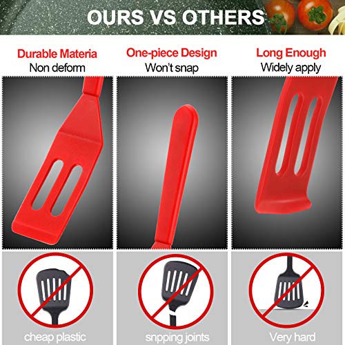 Mini Brownie Serving Spatula Flexible Nonstick Silicone Serve Turner Heat-Resistant Cookie Slotted Spatula for Flip Egg in Small Frying Pan Cookie Batter Lemon Squares(Red,2 Pieces) - color: Red