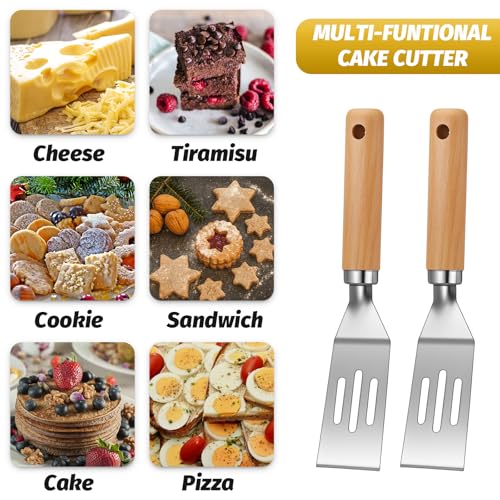 Patelai 5 Pack Mini Spatula, Small Stainless Steel Serving Spatula for Brownies, Cookies, Eggs and Pancakes, Solid Blade, Offset Handle, Dishwasher Safe Kitchen Turner (Slotted,Wooden Handle) - color: Wooden Handle, size: Slotted