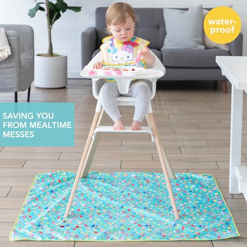 Bumkins Baby Splat Mat for Under High Chair, Babies Toddlers Eating Mess Mat, Waterproof Reusable Cloth for Arts and Crafts, Playtime for Kids, Floors or Tables, Fabric 42inx42in, Sanrio Hello Kitty - color: D4 Hello Kitty & Friends