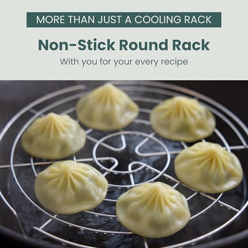 3 Set Round Cooling Racks for Baking (7.5, 9 & 10.5 Inch) | Oven & Dishwasher-Safe, 100% Stainless Steel, Steaming and Baking Rack , Fits Air Fryer, Pressure Cooker & Cake Pan - size: Round Rack 3-Pack