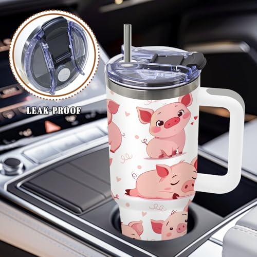 DUUV Cute Pig Tumbler 40oz, Insulated Pig Lover Gift for Women | Pink Just a Girl Who Loves Pigs Tumbler Leakproof, Pigs Gift for Animal Lovers, Christmas Birthday Gift for Girl, 1 Pack - color: Girl Loves Pig