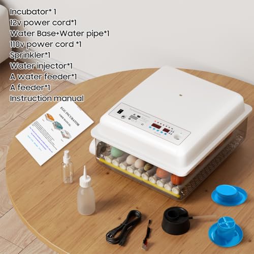 36 Egg Incubator with Automatic Egg Turning and Humidity Control, Incubators for Hatching Eggs, Chicken, Ducks, Goose, Pigeon, Quail, Parrot Incubator for Farm, Lab, Home (White)