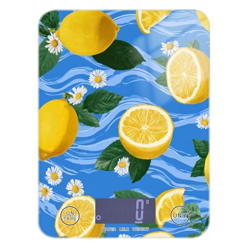 Food Scale Kitchen Scale Food Weight Scales Digital Weight Grams and Ounces Small Electronic Food Scale for Baking Cooking Blue Wave Lemons Daisy - color: Blue Wave Lemons Daisy
