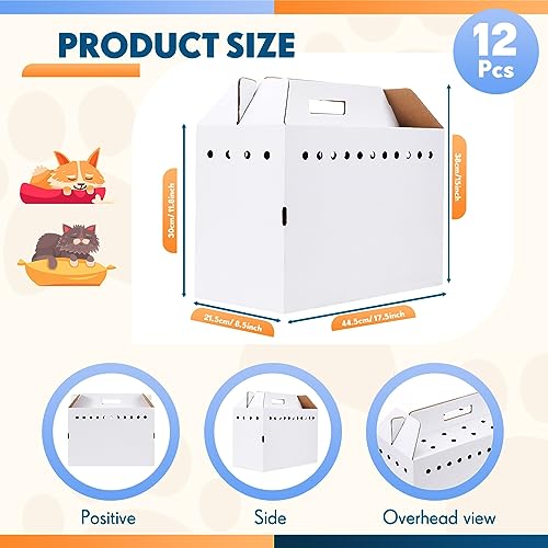 Kisston 12 Pieces Cardboard Pet Carriers 17.5 x 8.5 x 15 Inches for Small Animals Cat Hamster Guinea Pig Rabbit Bird Travel Box