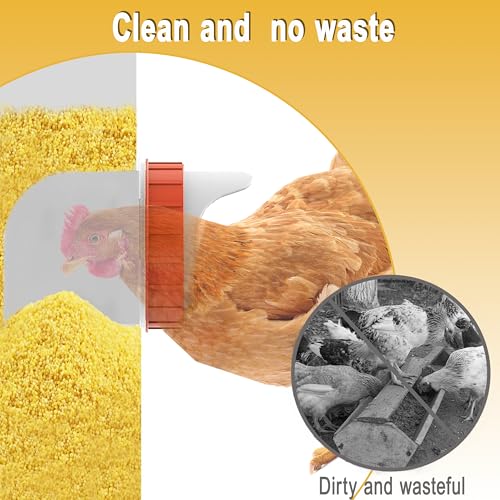 XINYI 7.1 Gallon Auto Chicken Feeder, 6 Ports Galvanized Chicken Feeder,Large Chicken Food Container No Waste & Rodent Proof Chicken Food Dispenser System, Weatherproof Duck Feeder - size: 6 ports