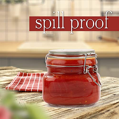 Glass Jar with Airtight Lid 16 oz | Food Storage Jar, Wide Mouth, Leak Proof Kitchen Canister - size: 16 oz