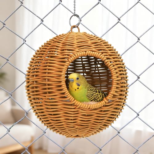 Steel Frame Bird Nest for Cage, Washable Small Bird Bed Chewproof with Plush Pad, Hammock Hideout Lay Eggs Parakeet Nest Sleep, Parakeet Warm Bed House Hut for Lovebird, Canary, Budgie, Finch