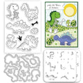 Layered Dinosaurs Clear Stamps and Die Set Reusable Wall Painting Template Dinosaur Egg Silicone Stamps Dinosaur Bones Cutting Die Cuts Stencil for Card Making DIY Craft Scrap-Booking - style: Layered Dinosaurs
