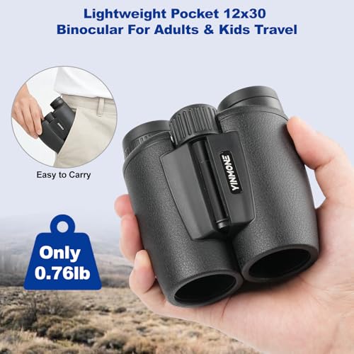 12x30 Compact Binoculars for Adults Kids, HD High Powered Binocular | Small Binoculars for Bird Watching Cruise Travel, with Phone Adapter, BAK4 Prism, Waterproof Lightweight Pocket Binoculars