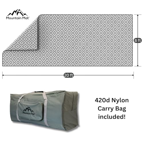 8x20 Gray & White Outdoor RV Mat with Carry Bag – Extra Thick 5mm Recycled Poly Rug – Waterproof, Reversible, Heavy-Duty – Premium Patio Mat for Camping, Deck (8x20, Grey Diamond) - color: Grey Diamond, style: 8' x 20'