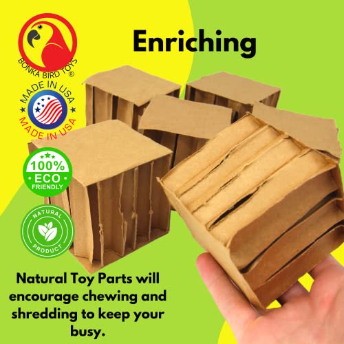 Bonka Bird Toys 2296 Pk6 3" Square Cardboard Cubes Parrot Chew Foot Talon Cage Toy, Conure, Amazon, African Grey, and Similar - size: 6pcs - 3"
