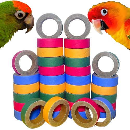 36 Pcs Chew Bagels Bird Toys for Parrots Durable Cardboard BrioChew 0.3in“ Thick Chewing Shredding Foraging Foot for Medium & Large Parrot Amazons Mini Macaws African Greys Cockatoos Eclectus Senegal - size: 36 PCS