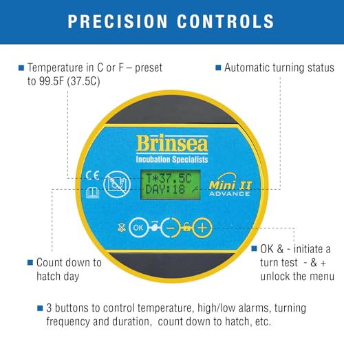Brinsea Mini II Advance Incubator with Automatic Turner for Hatching 7 Eggs | 50+ years of expertise! Set-and-forget automatic incubator with digital countdown gives your eggs the best chance to hatch - size: 7 Eggs