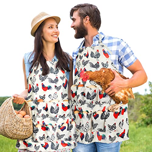 Loopeer 2 Pcs Egg Apron Collecting Apron for Fresh Egg Gathering Adjustable Gathering with Pocket for Gift Women - style: 12 Pockets