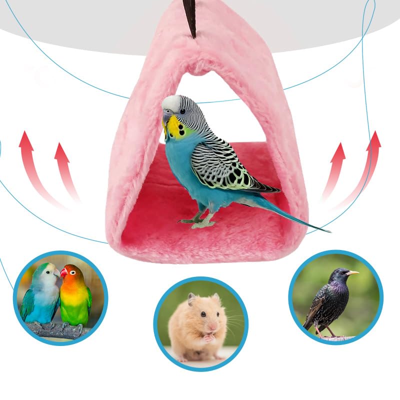 Bird Nest Snuggle Hut Soft Plush Hammock Hanging Cage Tent for Birds Parrot Winter Warm Bed Pet Toy for Hamster Parrot Macaw Budgies Eclectus Parakeet Cockatiels Cockatoo Lovebird (Pink) - color: Pink