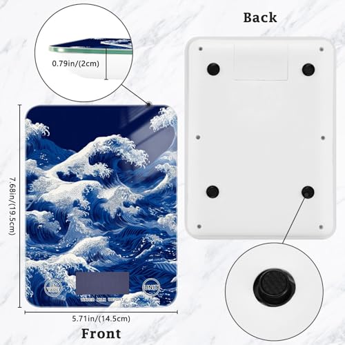 Food Scale Kitchen Scale Food Weight Scales Digital Weight Grams and Ounces Small Electronic Food Scale for Baking Cooking Japanese Deep Blue Sea Waves - color: Japanese Deep Blue Sea Waves