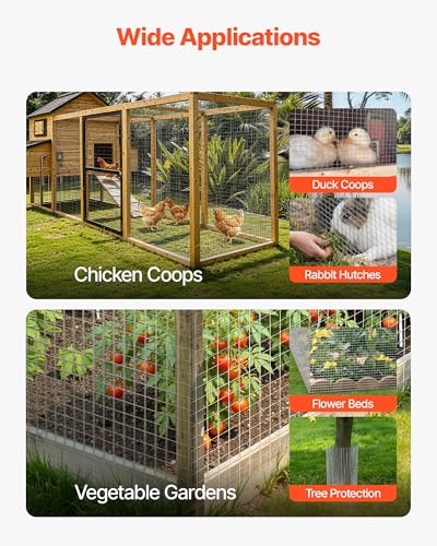 VEVOR Hardware Cloth, 1/2 inch 60 inch x 100 ft 19 Gauge Chicken Wire Fence, Hot-Dip Galvanized After Welding Metal Wire Mesh Roll, Garden Plant Welded Fencing Roll Supports Poultry Netting Cage Fence - size: 1/2 inch 60 inch x 100 ft