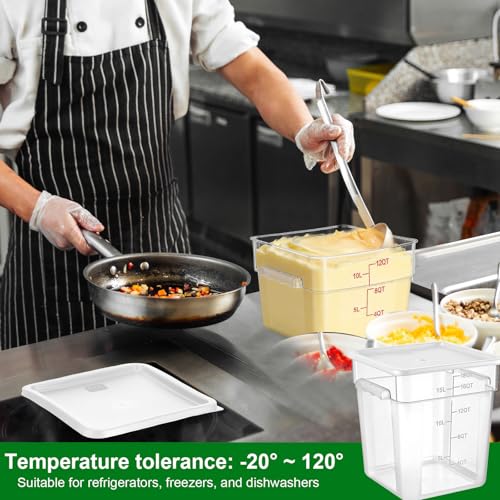 FoldTier 2 Pieces Square Food Storage Containers Polycarbonate Clear food Container with Lid Commercial Storage with Graduations for Commercial Kitchen Dough Marinating Meat (White,18 Qt) - color: White, size: 18 Qt