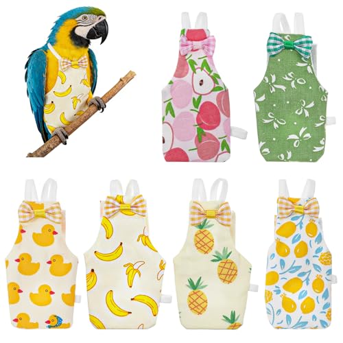 Bird Diaper, 6Pcs Reusable Parrot Diapers with Waterproof Inner (Medium) | Washable Parrot Diapers for Indoor Parakeet Lovebird Canary
