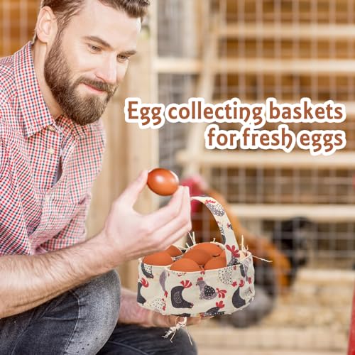 2 Pieces Egg Basket Mini Egg Collecting Bags Gathering Basket with 7 Pouches for Farmhouse Chicken Hen Duck Goose Housewife Garden Transporting Storage, 8 x 2.6 Inch(Lovely) - color: Lovely
