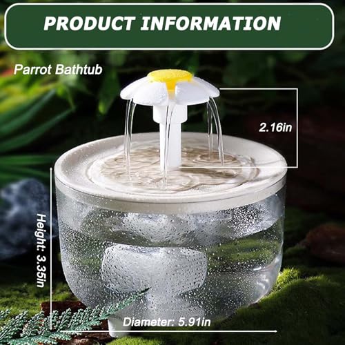 Petlex Bird Bath Indoor Automatic Parrot Shower Bathtub with Pump Recirculating Filtration Safe for Birds to Bathe or Drink, Perfect for Parakeets Budgie Cockatiels Lovebirds Finches Canaries