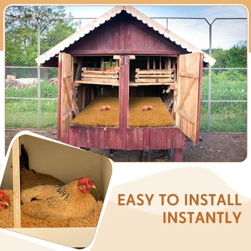 Teenyyou 18 Pack Chicken Nesting Box Pads, 13 x 13 x 1.18 Inch Washable Nesting Pad for Chicken Coop, Artificial Grass Rug Carpet Reusable Nest Box Bedding Fake Synthetic Turf Mat for Hen Laying Eggs