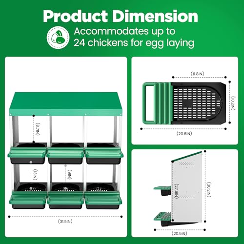 Eggluuz Chicken Nesting Box, 6 Compartments Egg Laying Nests Boxes for Hens - size: 6 Holes
