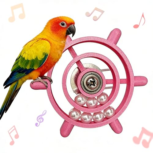Spinning Bird-Toys Bird Cage Toys & Bird Perch Parrot-Parakeet Budgie Cockatiel Conure Macaw Chicken Parrot Enrichment Cage Accessories Small Animal Chewing Toy (Rosy Spinner) - color: Rosy Spinner