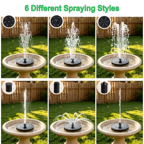 Solar Fountain for Bird Bath, 3.5W Floating Solar Water Fountain with 6 Spray Nozzles & 4 Fixing Rods, Upgraded Solar Water Fountain for Garden, Patio, Pond, Pool and Outdoor Water Features - color: 3.5w Solar Fountain