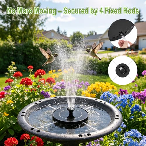 3.5W Solar Fountain for Bird Bath, Solar Water Fountain Outdoor with 6 Nozzles & 4 Fixed Rods, Solar Fountain Pump Water Pump for Garden, Pond, Fish Tank, Pool - color: 3.5w Solar Fountain Pump