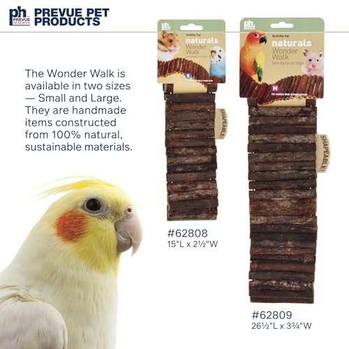 Prevue Pet Products Natural Large Wonder Walk Bird & Small Animal Ladder - Wooden Cage Accessories for Climbing, Exercise, Hanging Activity Bridge for Birds, Hamsters, Gerbils & Mice - size: Large