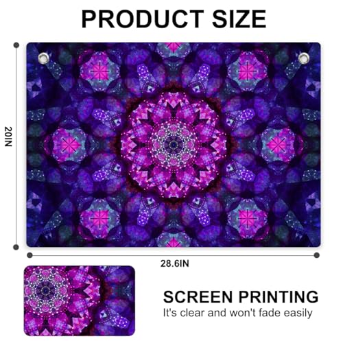 Purple Crystal Mandala Tapestry Banner Flag 28.5 x 20 Inch | Boho Psychedelic Wall Tapestry Decor for Bedroom Dorm & Meditation Space, Perfect Gifts for Spiritual Souls Hippie Boho Fans - color: Multi 0667