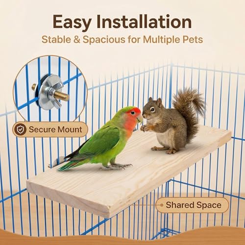 Bird Perch, 3 Pack Bird Playground Woodern Hamster Platform, Cage Accessories for Chinchilla, Parrot, Ferret, Rat, Budgie, Cockatie, Guinea Pig (3*Rectangle) - color: 3*Rectangle