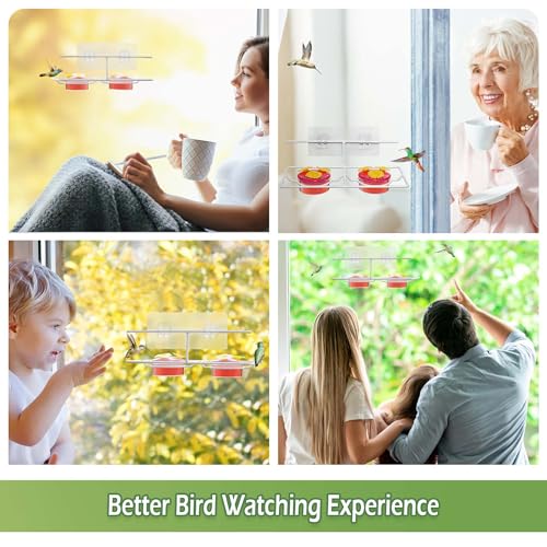 Window Hummingbird Feeders Outdoors - 2PCS Easy to Clean/Refil Nectar(2 oz) | Suitable for Sliding Glass Doors on Windows and Balcony - Gifts for Mom Dad Cats