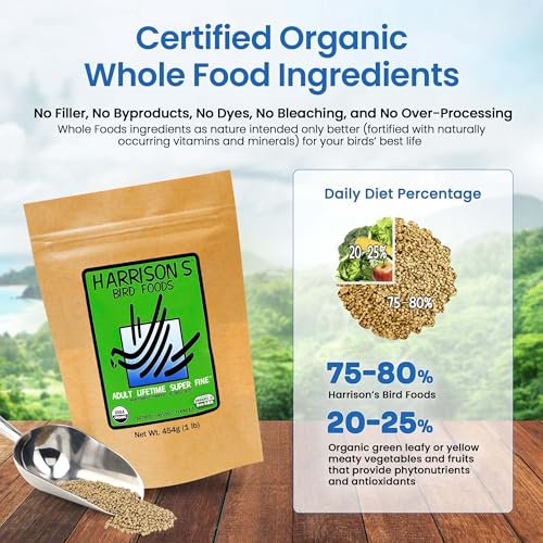 Harrison's Bird Foods Adult Lifetime Certified Organic Non-GMO Formula Small Bird Food 1lb - size: 1 Pound (Pack of 1)