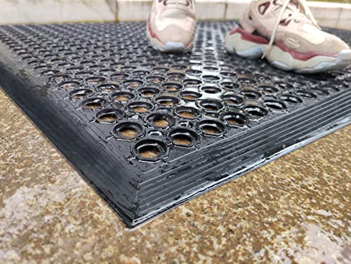 Outside Rubber Floor Mats Anti Slip Commercial Resturant Drainage Mat | 60"x35" Heavy Duty Outdoor Mat for Kitchen Garage Garden Patio Indoor Outdoor Entrance Industrial Pool Bar Wet Area - size: 60x35 inches