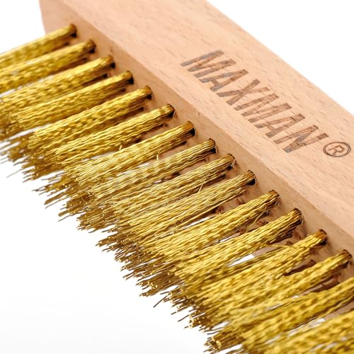 MAXMAN Brass Brush, Soft Brass Bristle Brush, Wire Brushes for Cleaning Metal Rust, Welds with 10" Beechwood Handle, 2 Pcs - style: 2Pcs Soft Brass Bristle Brushes