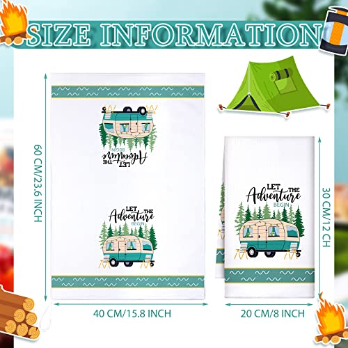 Boyiee Set of 6 Camping Kitchen Towels White Absorbent Dishcloth Gifts | Bonfire Tent Car Tea Towels 24 x 16 Inches with Funny Sayings Novelty Gifts for Rv Campers Camping Accessories - color: Camping