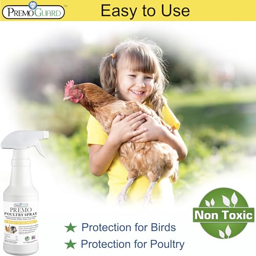 Premo Guard Natural Poultry Spray – Kills Scaly Leg Mites, Fleas, & Lice | Treats Chicken, Duck, Geese Pests, Spray Directly on Birds and Coops, Natural Plant Based Oils, Control & Prevention - size: 32 oz