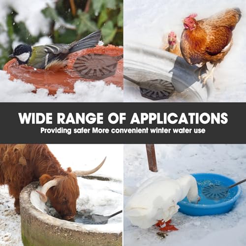 500Watt Outdoor Aluminum Cast Pond De-icer, Thermostatic Control Bird Bath Heater,Chicken Water Heater,Stock Tank Heater for Livestock Poultry Cows,Horses,Birds,Wildlife Drinking for Winter