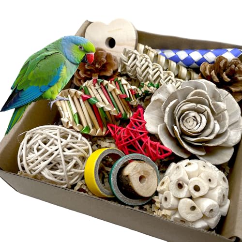Bird Toys Parrot Toys Natural Bird Foraging Box Foot for Parakeets,Cockatiels,Conures,Love Birds,and Other Small to Medium Birds (Medium) - size: Medium